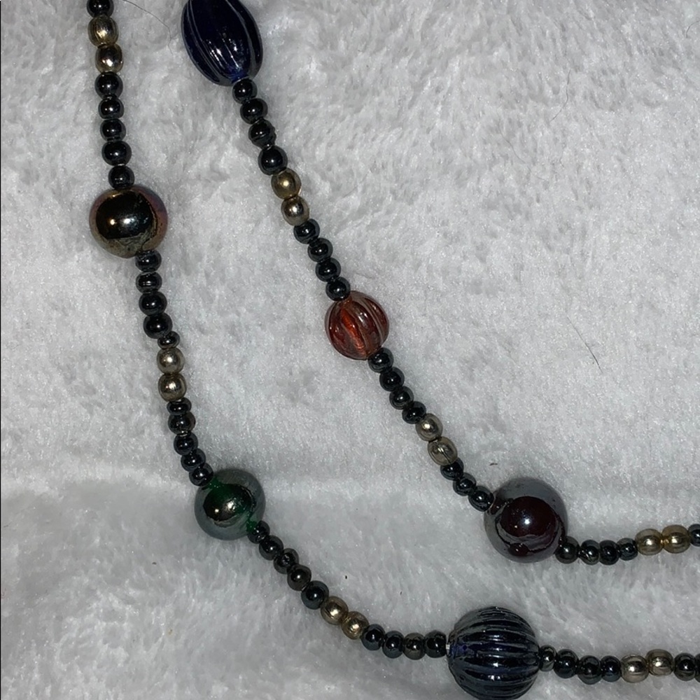 Very Antique Necklace-Seed beads w/ Lampwork Beads - Picture 2 of 7